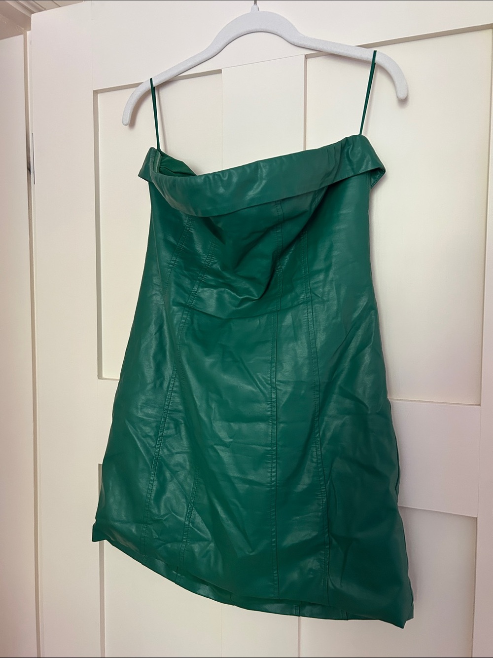 Cotton Candy Emerald Green Faux Leather Mini Dress